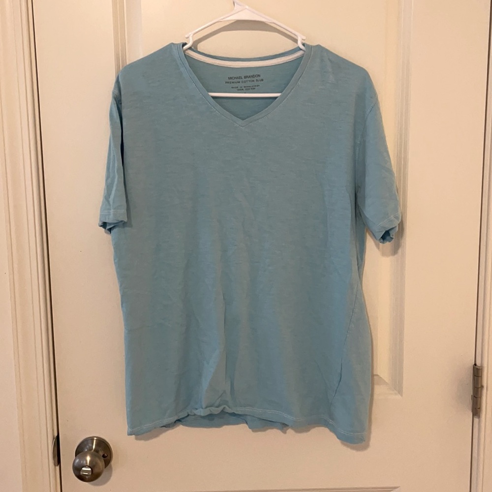 Michael Brandon light blue short sleeve shirt